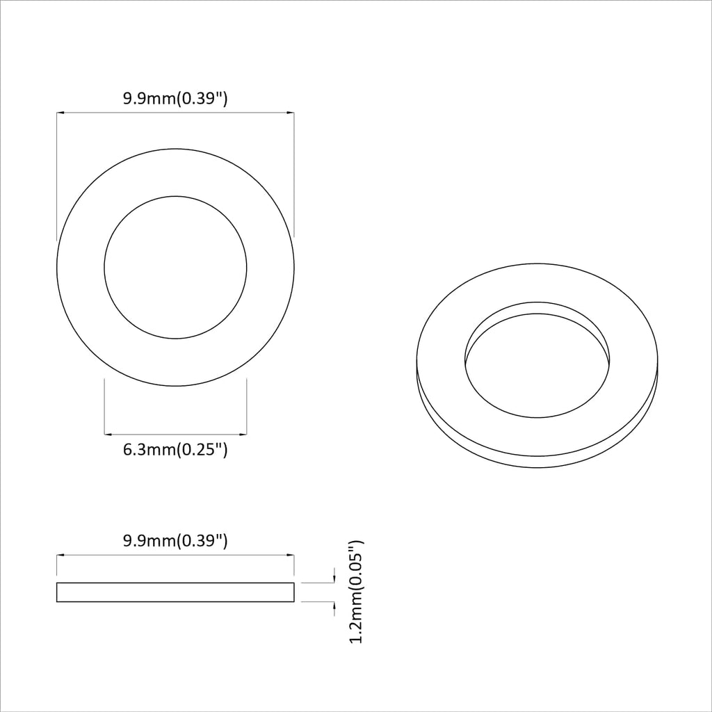 Unterlegscheiben 2 Pcs Silber 10 X 10 X 0,8 Mm Eisen