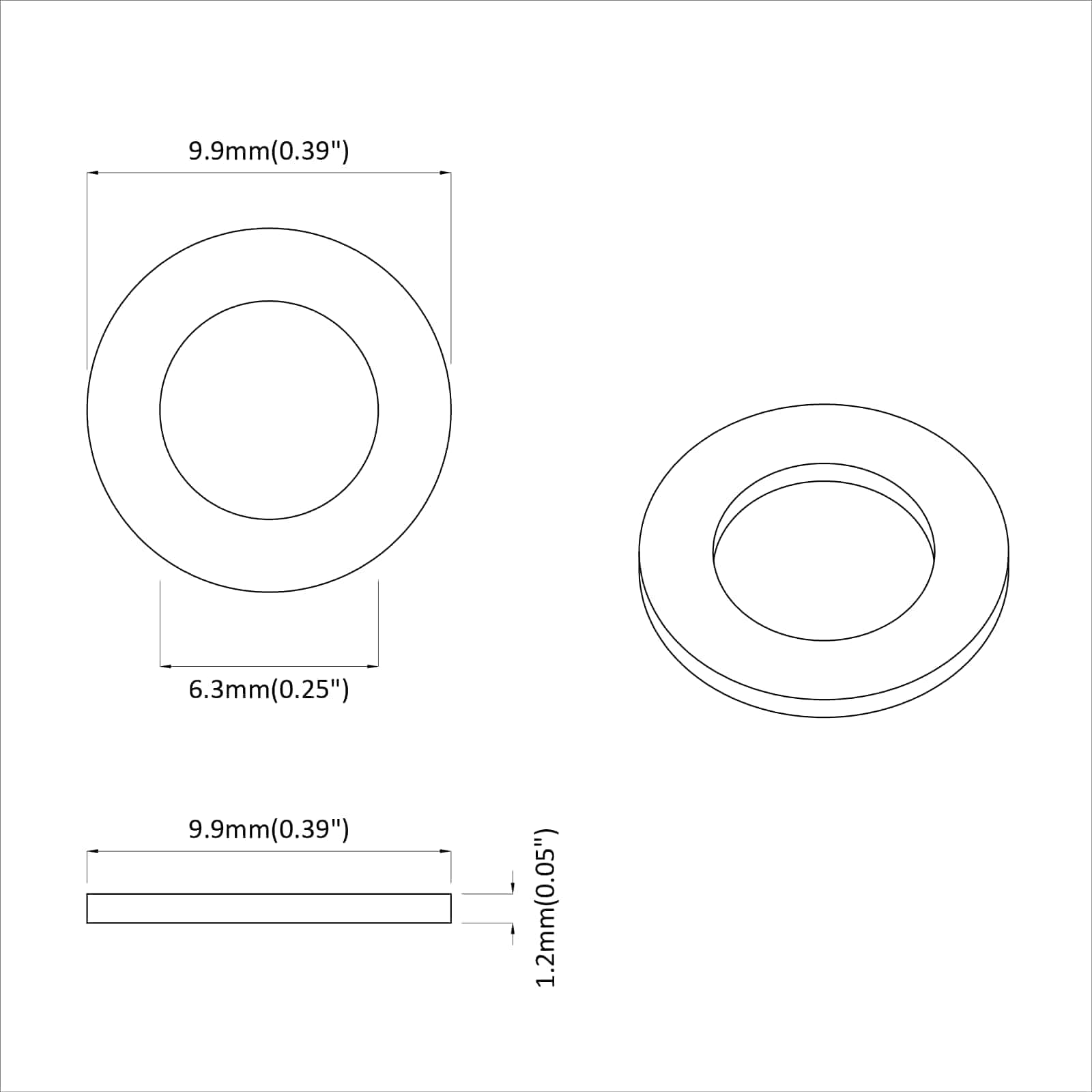 Unterlegscheiben 2 Pcs Silber 10 X 10 X 0,8 Mm Eisen