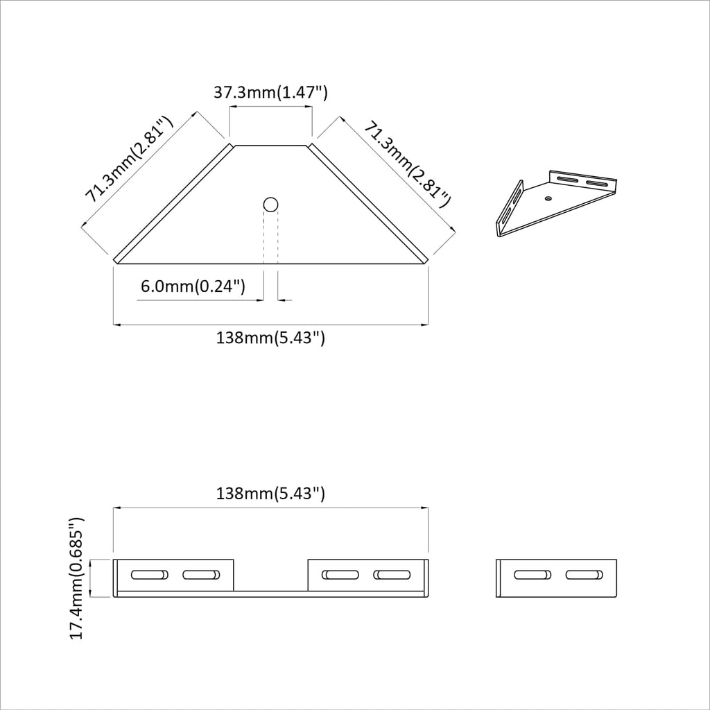 Eckhalter 2 Pcs Schwarz 138,5 X 50,5 X 16 Mm Eisen