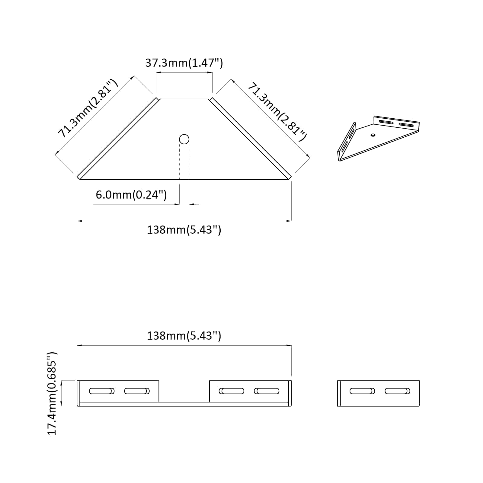Eckhalter 2 Pcs Schwarz 138,5 X 50,5 X 16 Mm Eisen