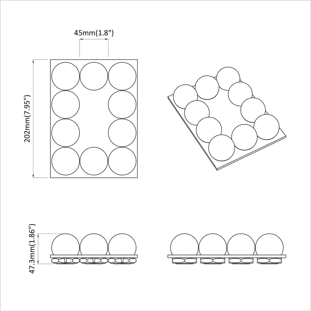 Spiegelleuchten 2 Pcs Weiß 4,5 X 4,5 X 4,8 Cm Kunststoff