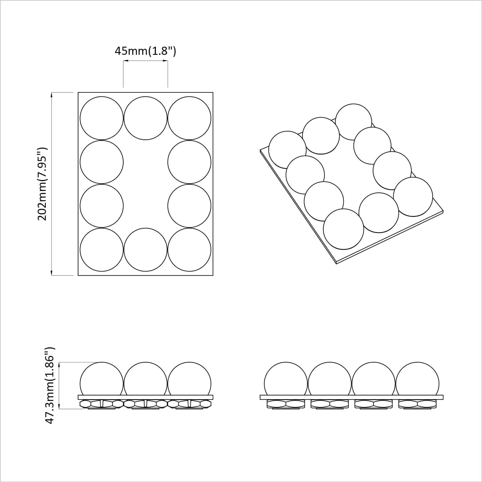 Spiegelleuchten 2 Pcs Weiß 4,5 X 4,5 X 4,8 Cm Kunststoff