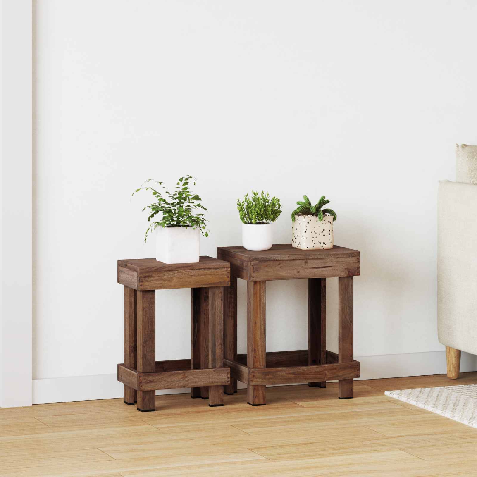 Pflanzenständer 2 Pcs Braun 70 X 11 X 27 Cm Mahagoni Holz