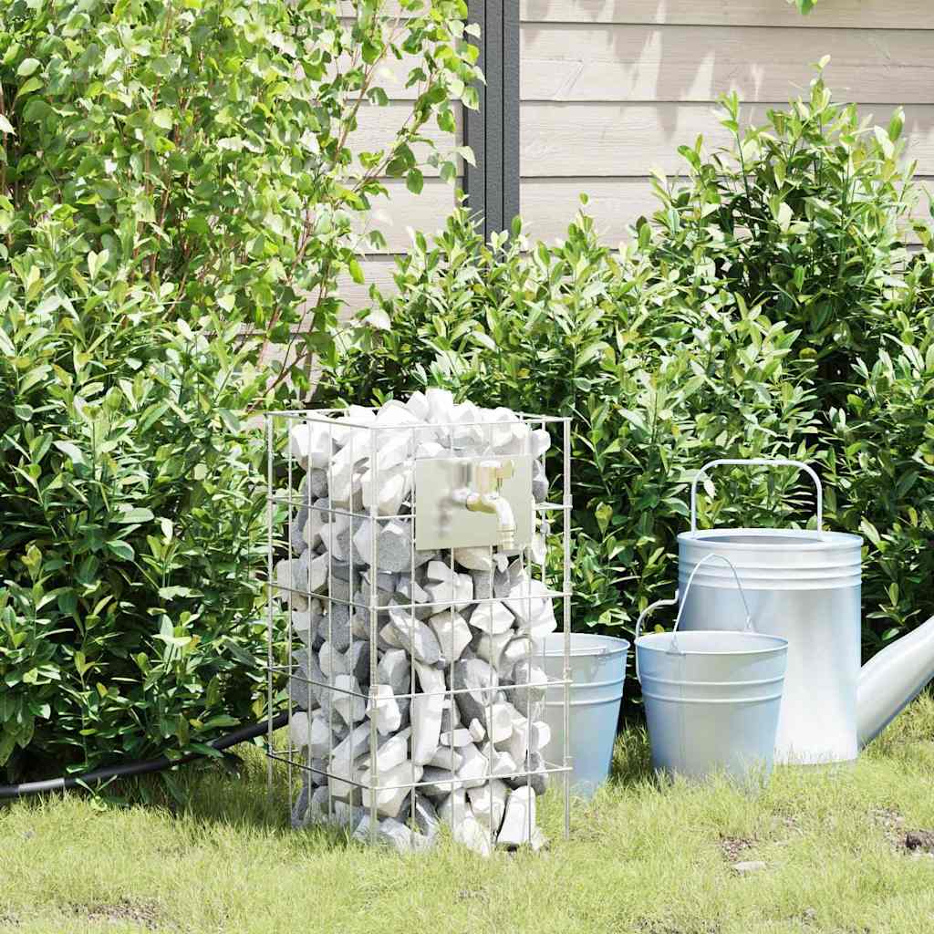 Gabionen Wasserhahn Silber 25 X 25 X 100 Cm Edelstahl