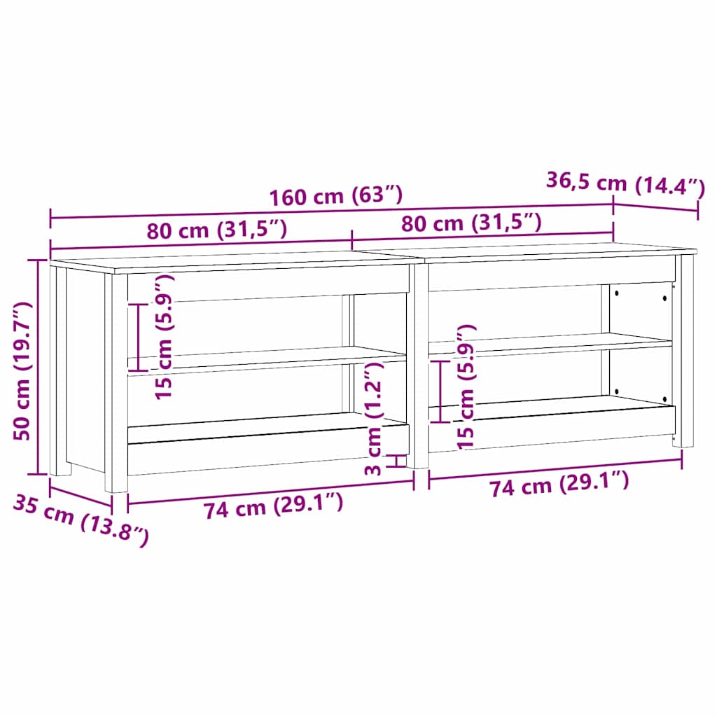 Schuhbank Mit Regal Mit Speicher 160 X 36,5 X 50 Cm