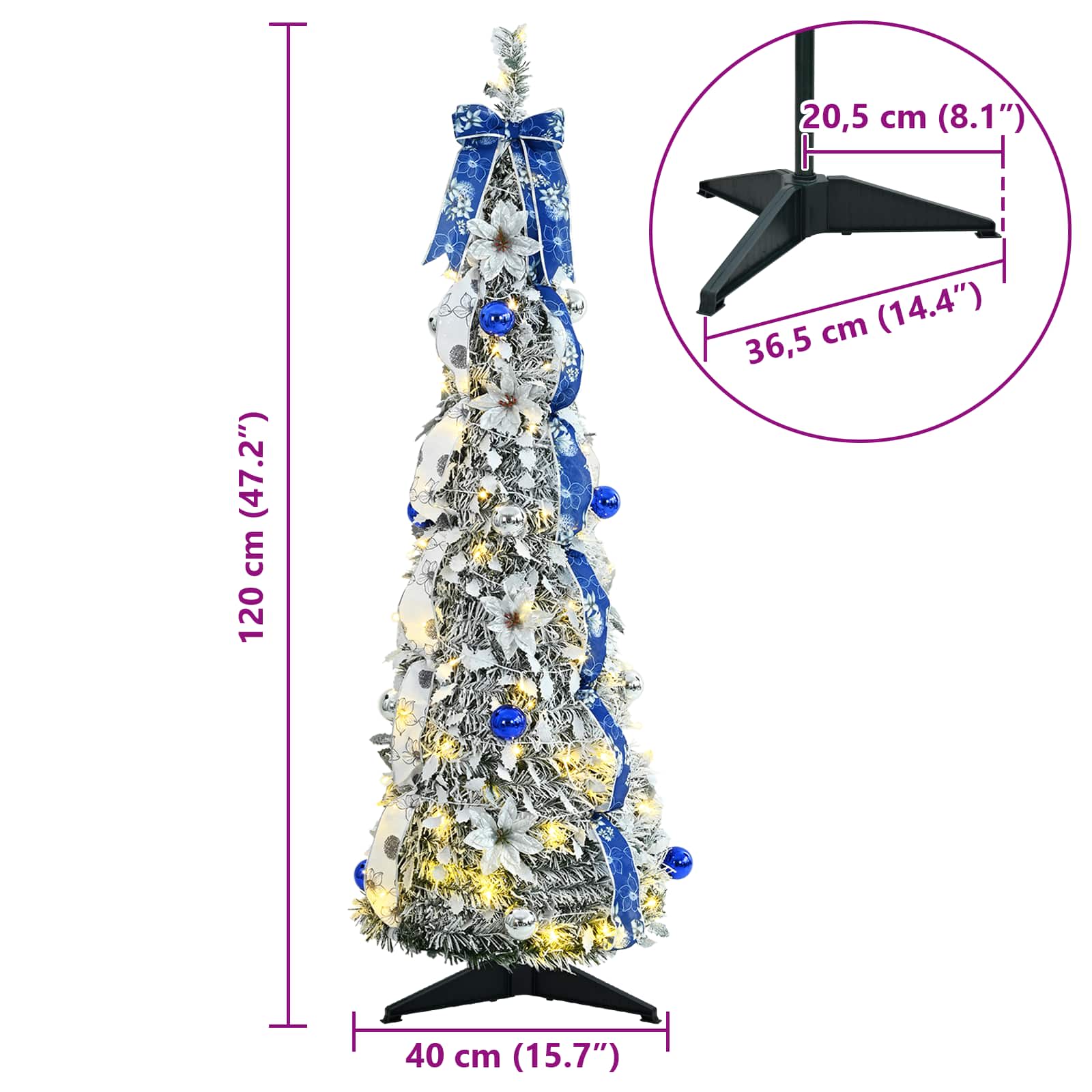 Künstlicher Weihnachtsbaum Mit 50 Leds Weiß 120 Cm Pvc