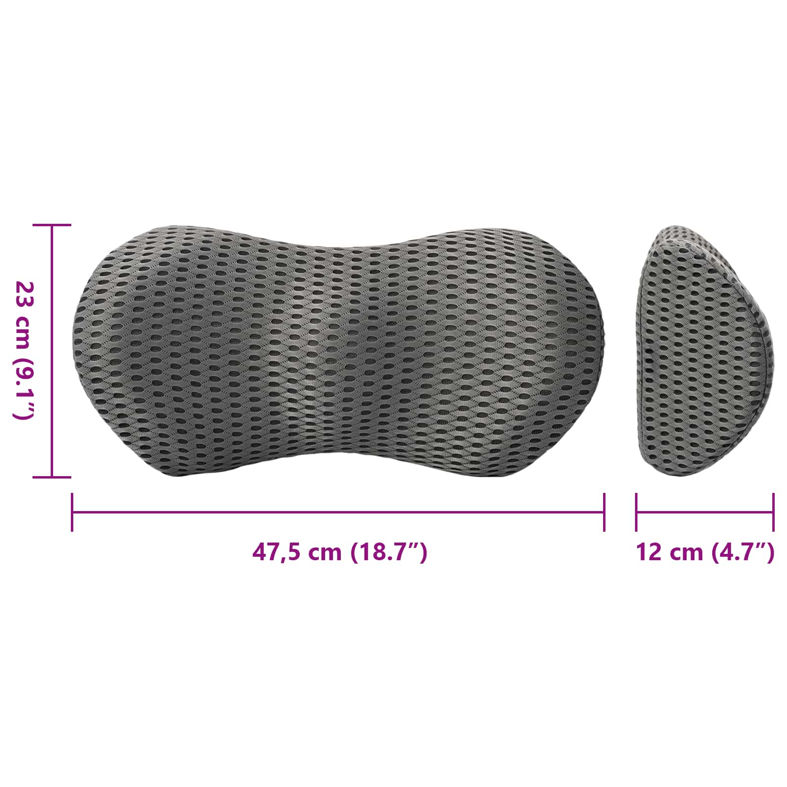 Rücken Kissen Einfarbig 47,5 X 23 X 12 Cm Viscoschaum
