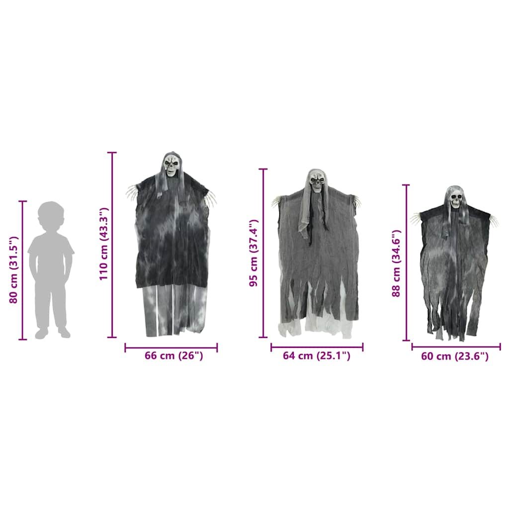 Hängender Halloween Geist 3 Pcs Schwarz 66 X 110 Cm Polyester