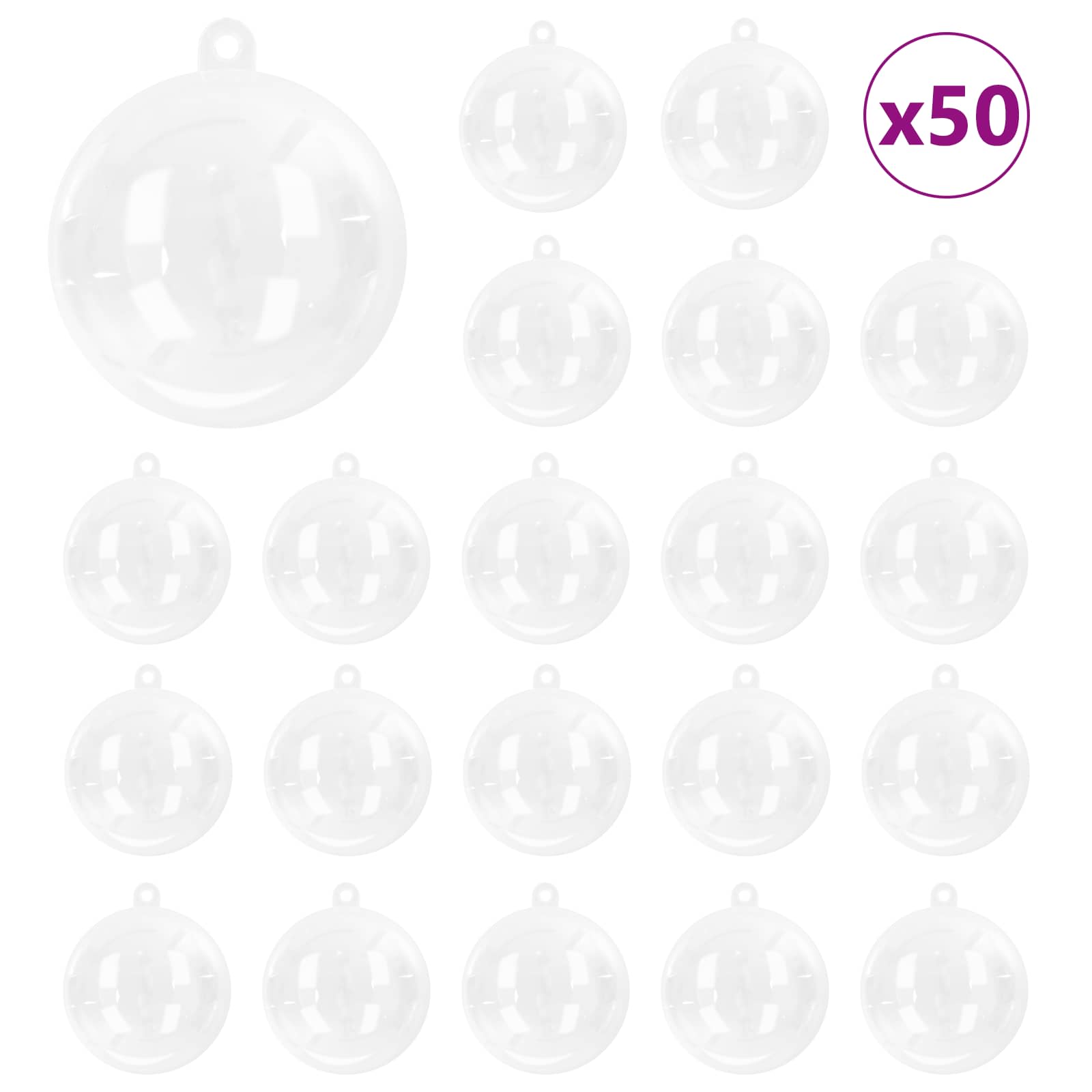 Weihnachtskugel-Set 50 Pcs Transparent Kunststoff