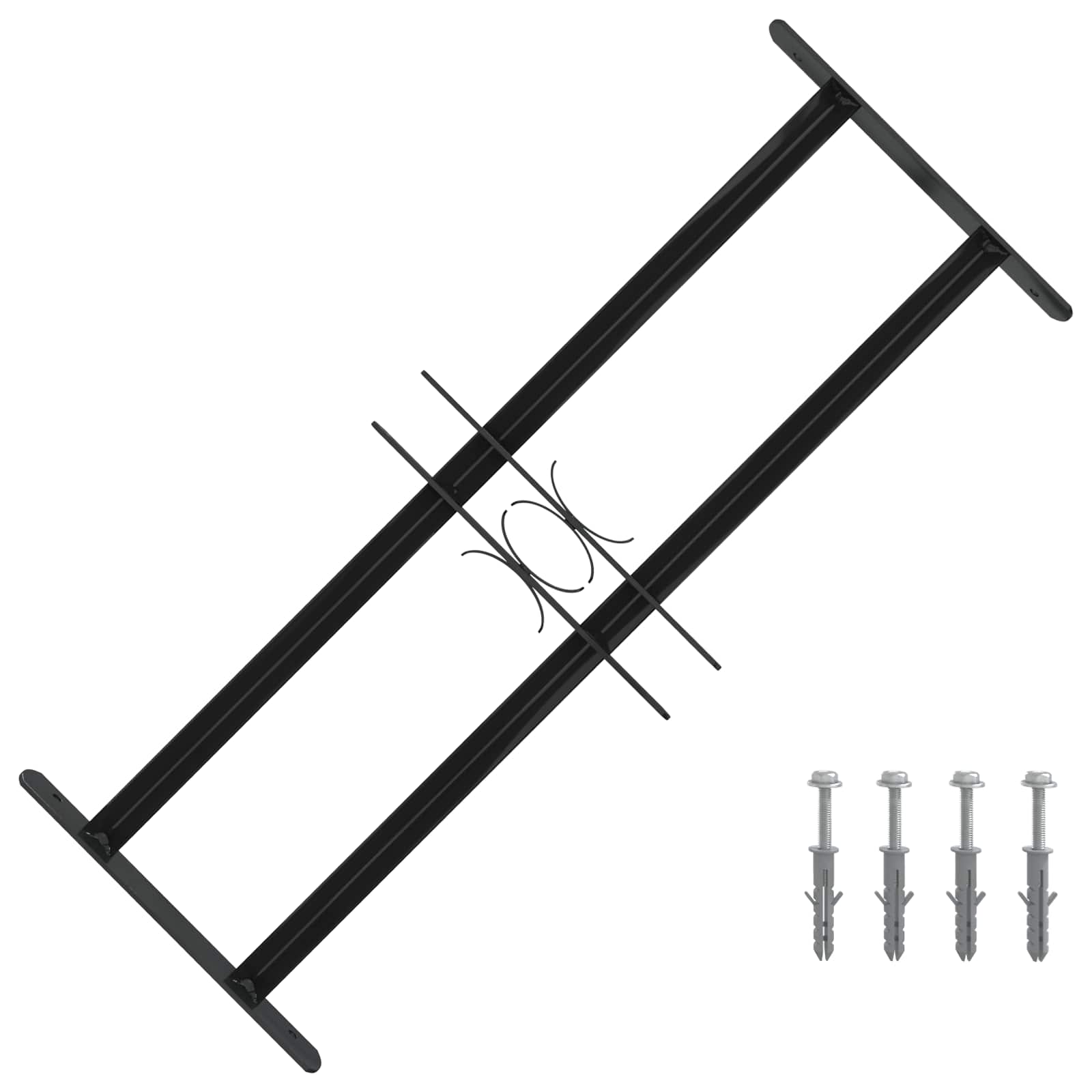 Fenstergitter Schwarz 76 X 30 Cm Pulverbeschichteter Stahl