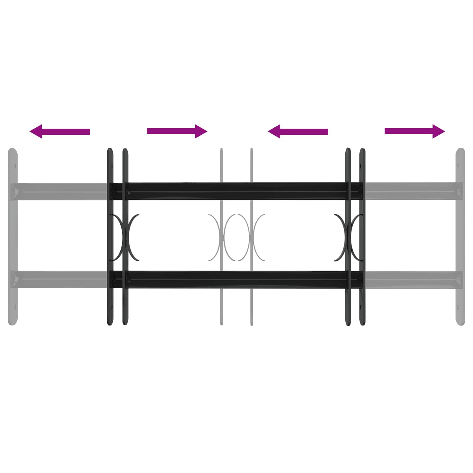 Fenstergitter Schwarz 76 X 30 Cm Pulverbeschichteter Stahl