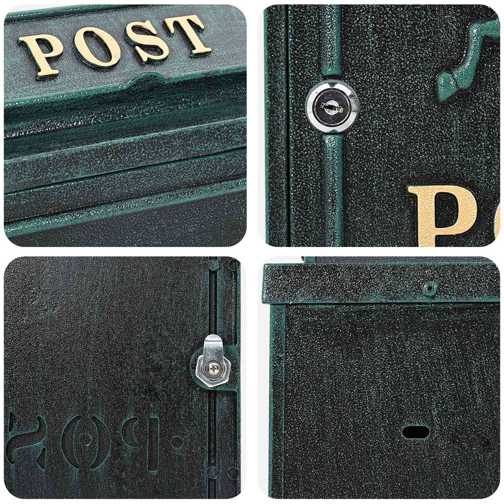 Wandmontierter Briefkasten 29 X 13 X 41 Cm Gussaluminium