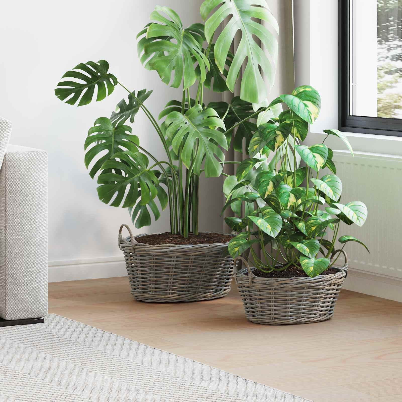Blumentopfkorb Mit Speicher 2 Pcs Lacak Rattan