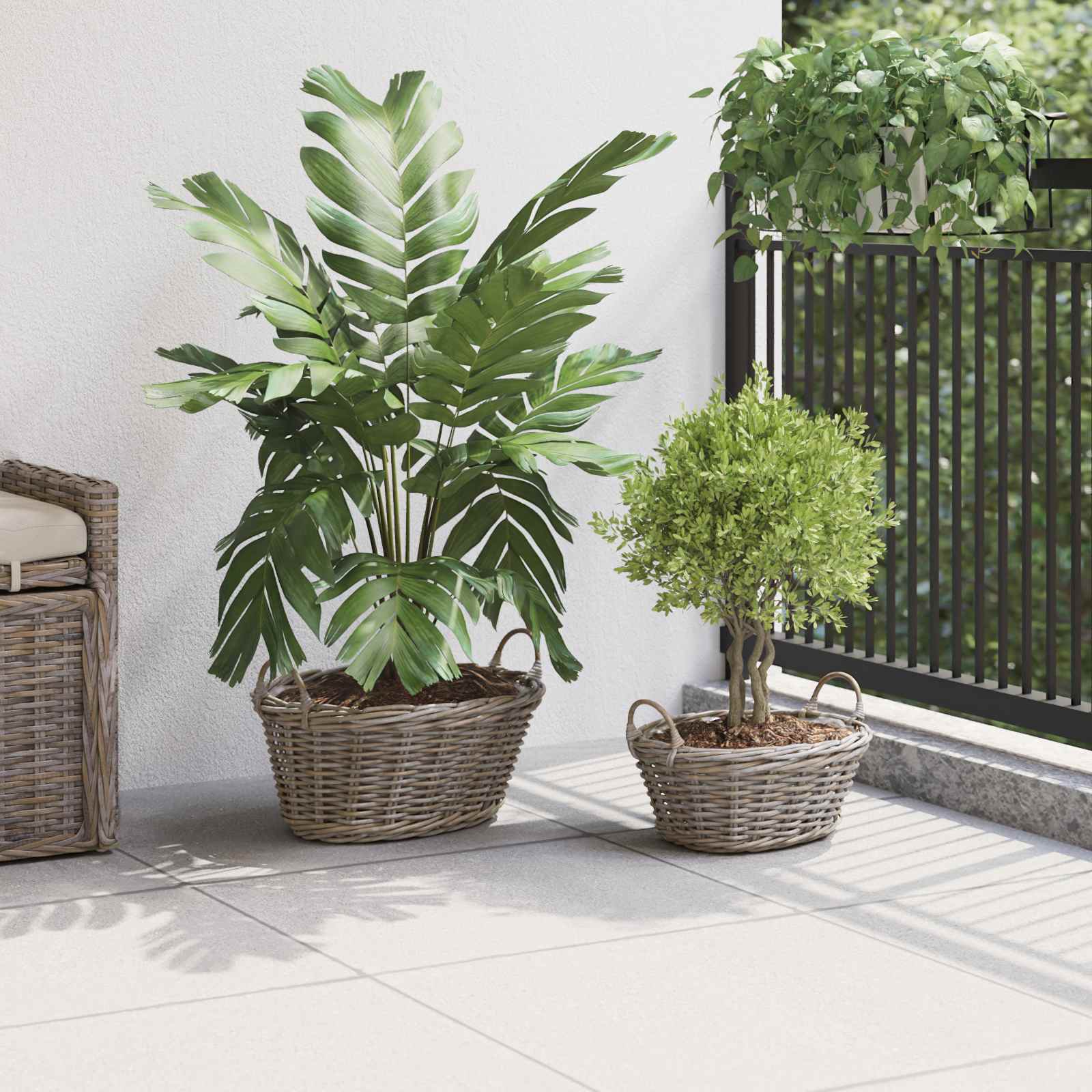 Blumentopfkorb Mit Speicher 2 Pcs Lacak Rattan