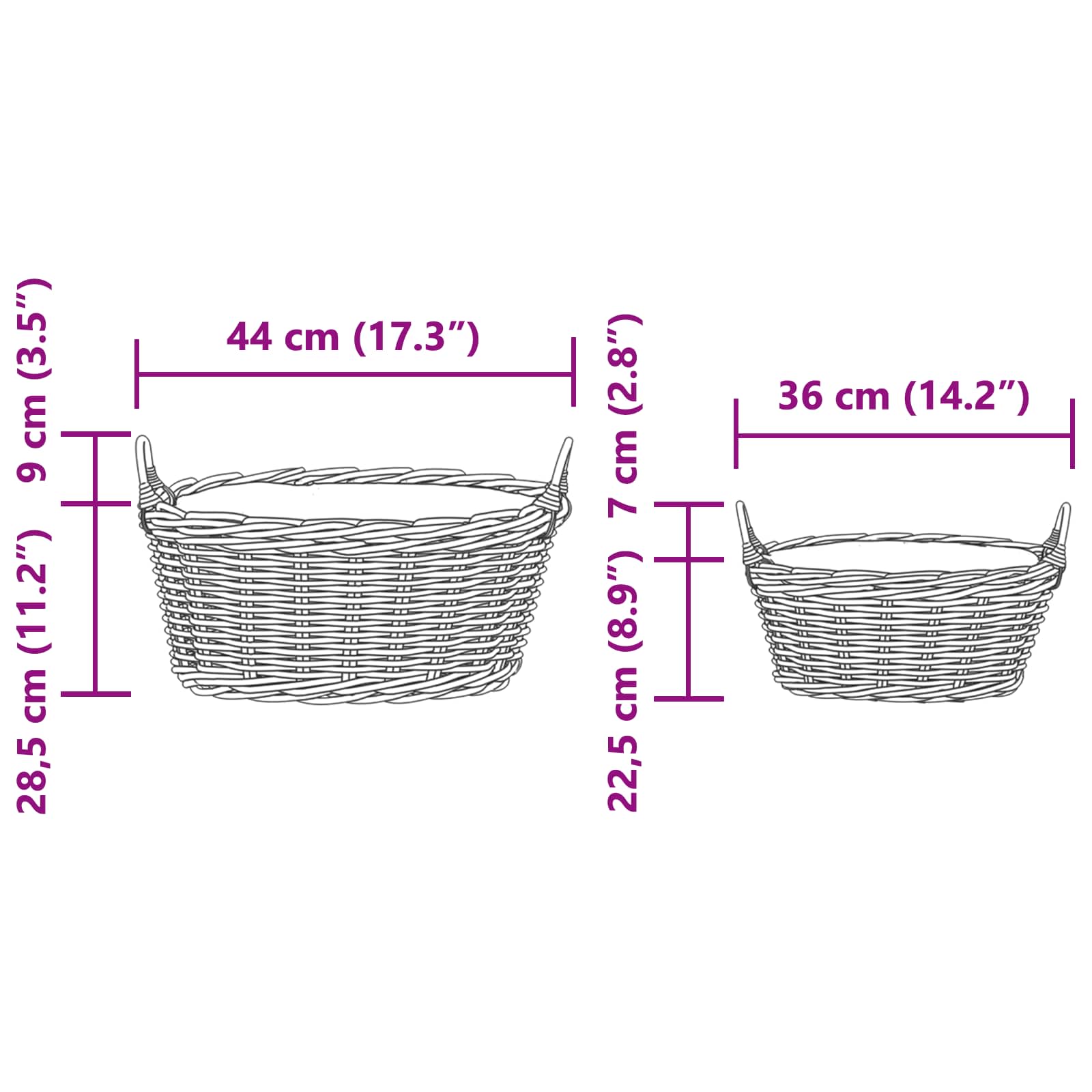 Blumentopfkorb Mit Speicher 2 Pcs Lacak Rattan