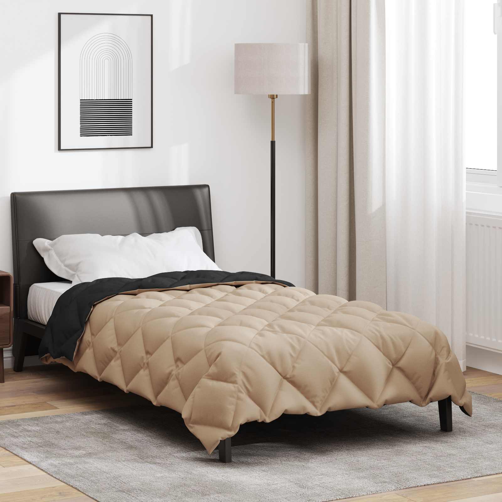 Winterbettdecke Microfiber Schwarz Und Taupe