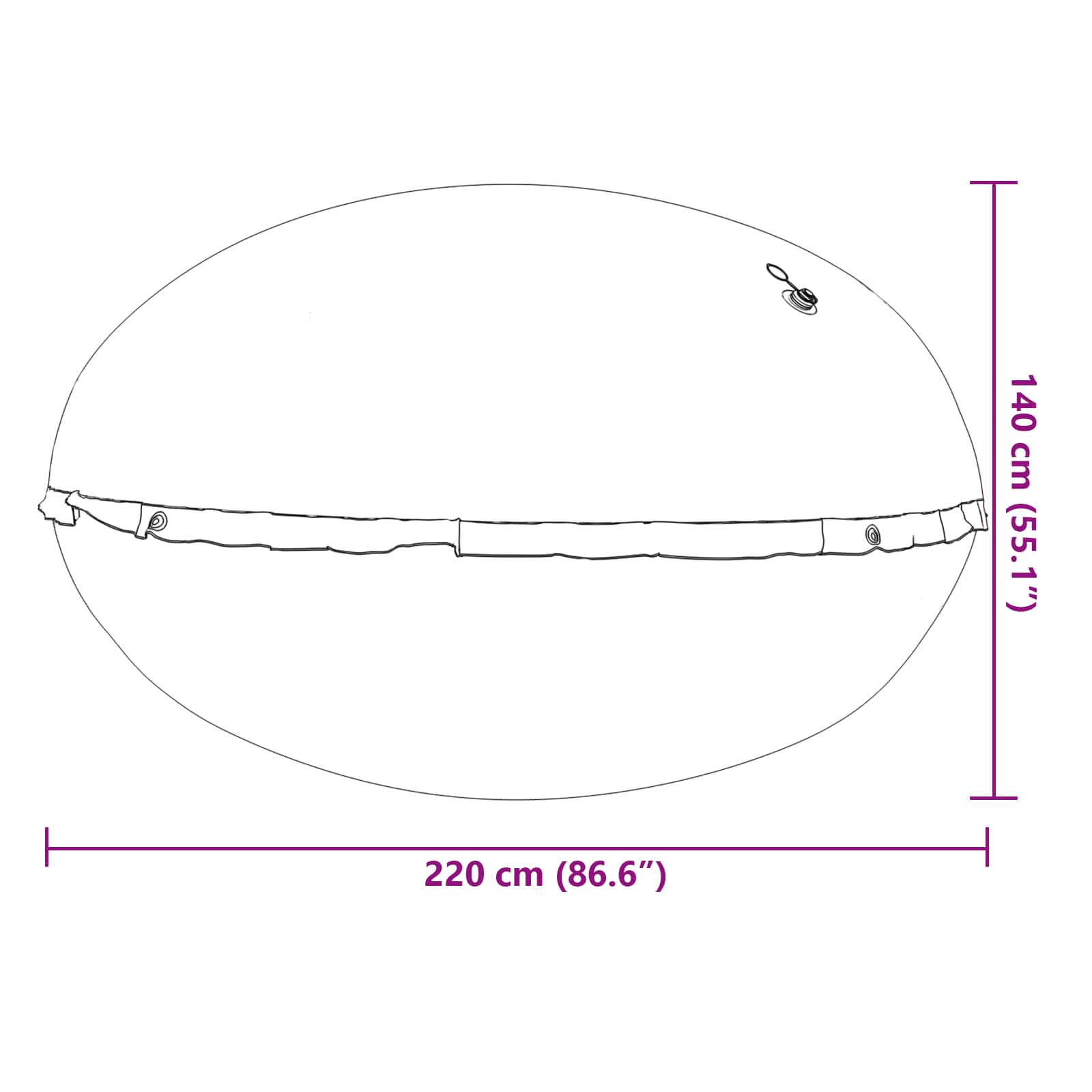 Winter Pool Kissen Blau Ø 220 X 140 Cm Pvc
