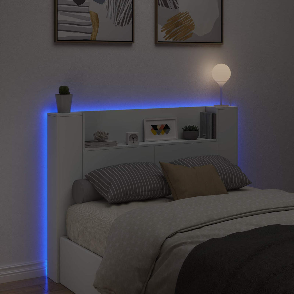 Kopfteil-Schrank Mit Led Mit Regal 140 X 16,5 X 103,5 Cm