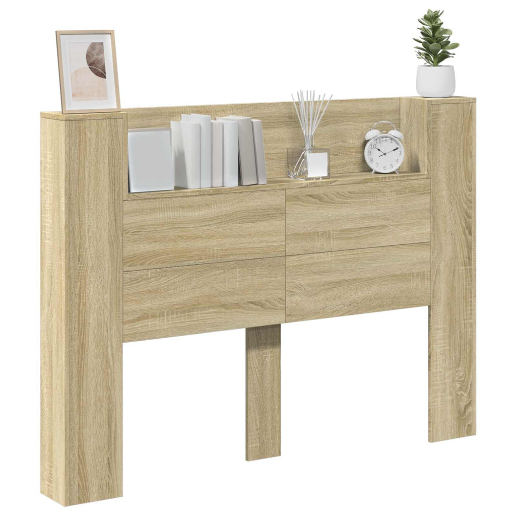 Kopfteil-Schrank Mit Led Mit Regal Sonoma 140 X 16,5 X 103,5 Cm