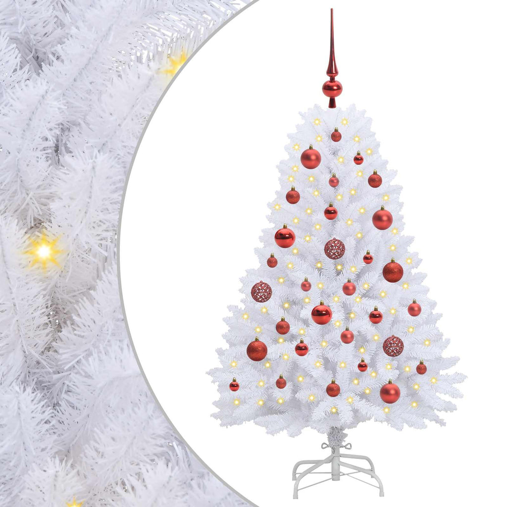 Künstlicher Klappbarer Weihnachtsbaum Weiß Pvc Und Stahl